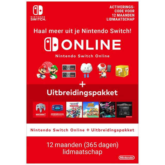 Nintendo Switch Online + Uitbreidingspakket 12 maanden