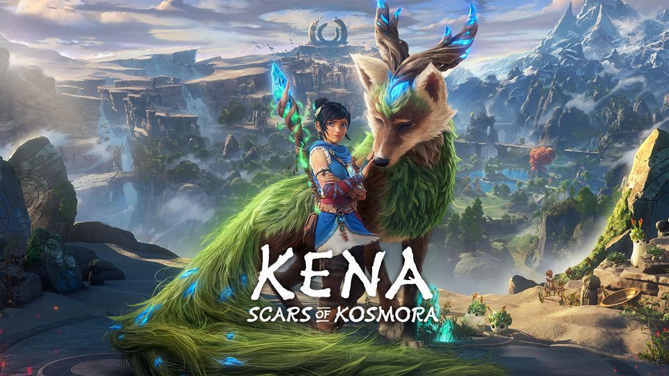 Key art van Kena: Scars of Kosmora met Kena op het eiland Kosmora.