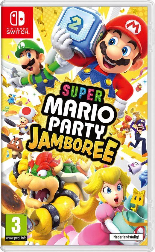 Doos van Super Mario Party Jamboree voor Nintendo Switch.
