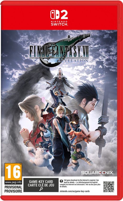 Verpakking van Final Fantasy VII Revelation voor Nintendo Switch 2 met Magic: The Gathering-promokaart.