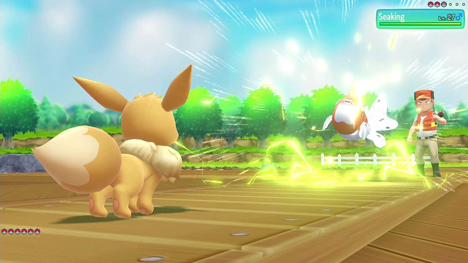 Een trainer met Eevee in Pokémon: Let's Go, Eevee!