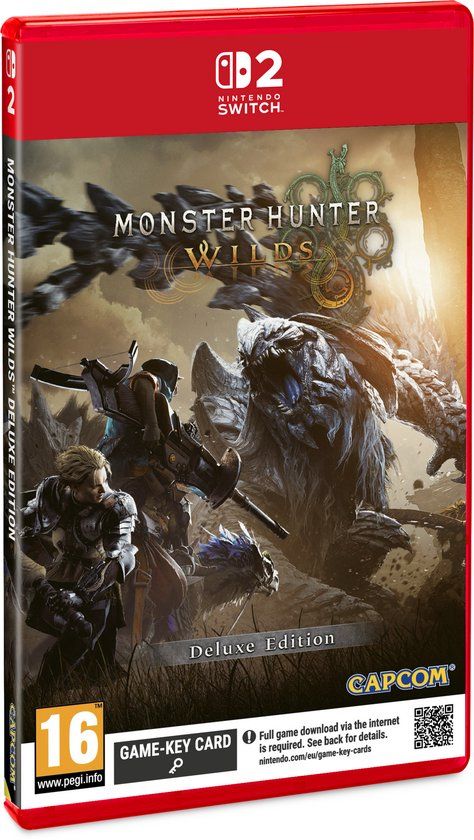 Doosomslag van Monster Hunter Wilds Deluxe Edition voor Nintendo Switch 2.