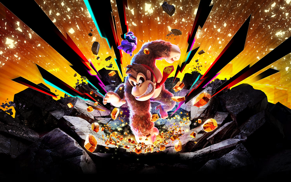 Key art van Donkey Kong Bananza met Donkey Kong.