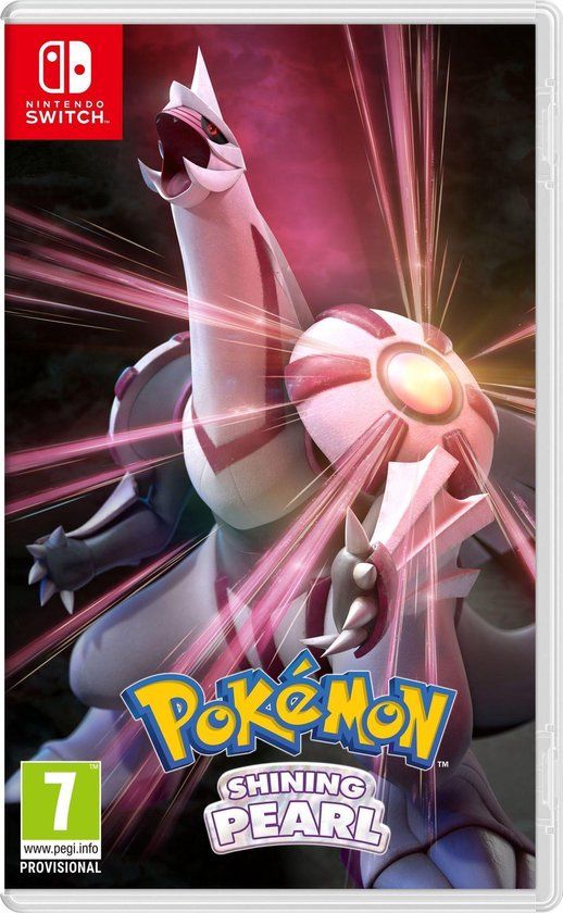 Cover van Pokémon Shining Pearl voor Nintendo Switch met Palkia.